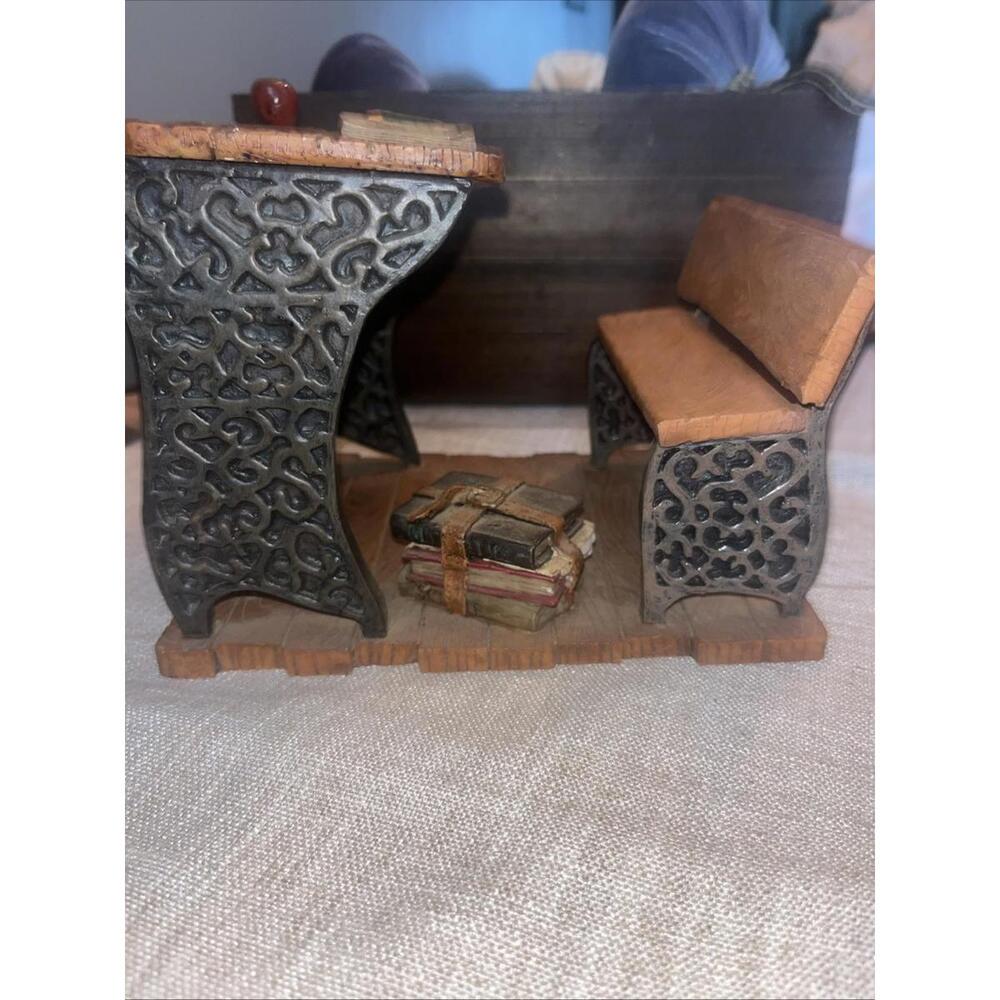 Cracker Barrel Desk Figurine Old Style School Desk 7" x‎  5"